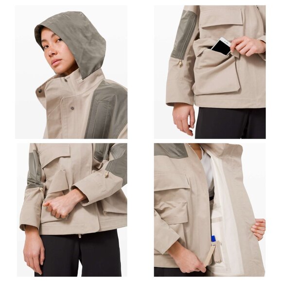 LULULEMON Gathering Storm Short Jacket Womens Size 4 Waterproof Windproof Beige - Picture 3 of 16